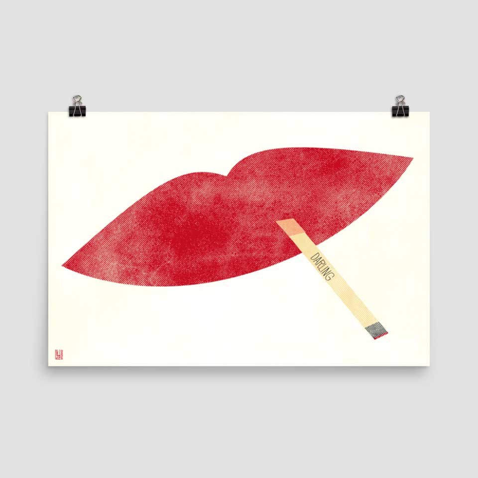 Lips and cigarette poster