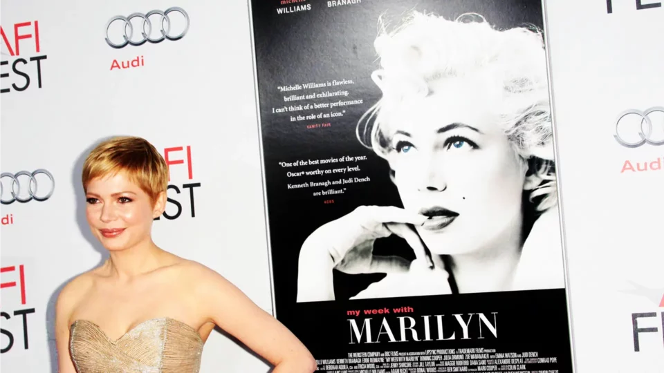 PlanetFab key art for My Week with Marilyn film, featuring Michelle Williams as Marilyn Monroe at AFI Fest premiere