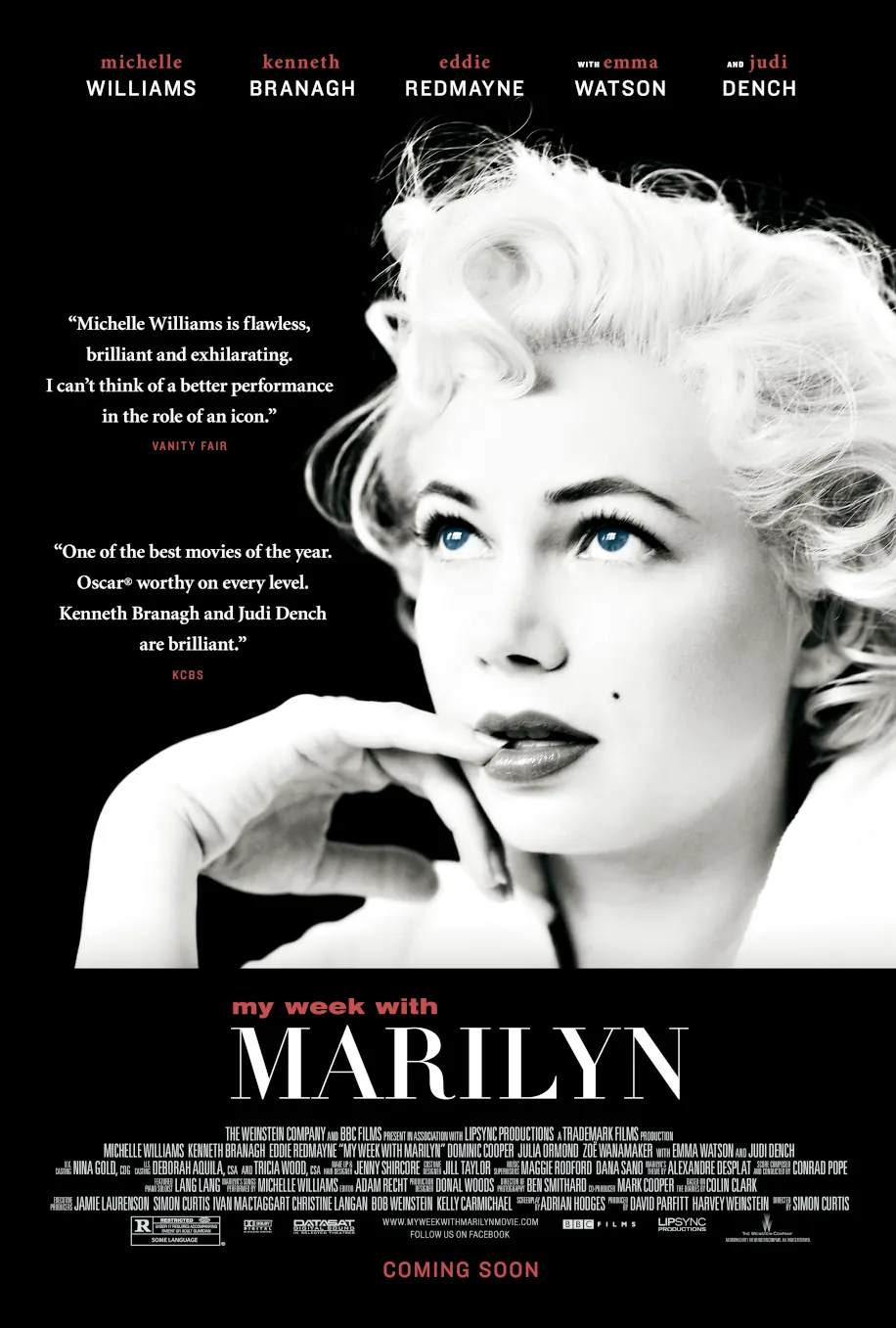 Michelle Williams as Marilyn Monroe in the key art for "My Week with Marilyn," designed by PlanetFab Studio for the film's promotional poster.