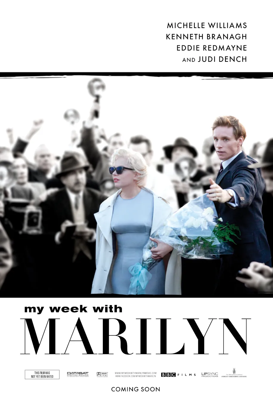 Michelle Williams as Marilyn Monroe alongside Eddie Redmayne in the teaser poster for "My Week with Marilyn," designed by PlanetFab Studio.